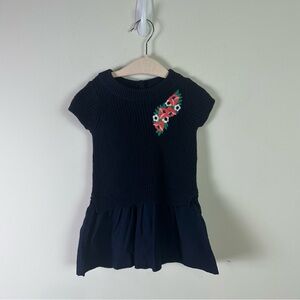 Janie and Jack Baby Girl Knit Cable Floral Embroidery Sweater Dress 12 - 18 Mon